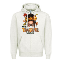 Oatmeal Heather one thankful mama afro messy bun Zipper Hoodie - texasbilliewilder
