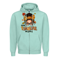 Seafoam one thankful mama afro messy bun Zipper Hoodie - texasbilliewilder