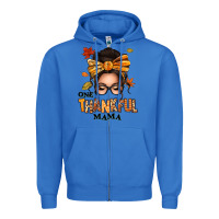 True Royal one thankful mama afro messy bun Zipper Hoodie - texasbilliewilder