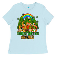 Baby Blue hangin with my gnomes with rainbow Ladies Tee - AdoDesignShop
