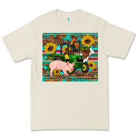Bone western farm tractor pig rooster cow sunflowers Premium Tee - Artiststas