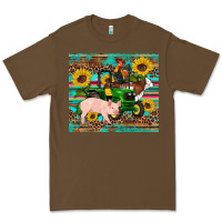 Cacao western farm tractor pig rooster cow sunflowers Premium Tee - Artiststas