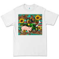 White western farm tractor pig rooster cow sunflowers Premium Tee - Artiststas