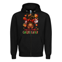 Black santa's favorite cheerleader afro messy bun Zipper Hoodie - texasbilliewilder