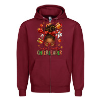 Burgundy santa's favorite cheerleader afro messy bun Zipper Hoodie - texasbilliewilder