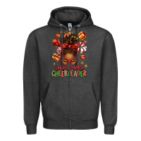 Charcoal Heather santa's favorite cheerleader afro messy bun Zipper Hoodie - texasbilliewilder