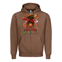 Chestnut santa's favorite cheerleader afro messy bun Zipper Hoodie - texasbilliewilder