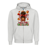 Dove Grey santa's favorite cheerleader afro messy bun Zipper Hoodie - texasbilliewilder