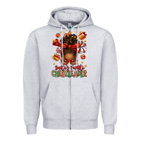 Heather Grey santa's favorite cheerleader afro messy bun Zipper Hoodie - texasbilliewilder