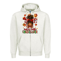 Oatmeal Heather santa's favorite cheerleader afro messy bun Zipper Hoodie - texasbilliewilder