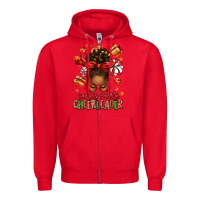 Red santa's favorite cheerleader afro messy bun Zipper Hoodie - texasbilliewilder