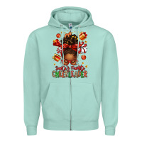 Seafoam santa's favorite cheerleader afro messy bun Zipper Hoodie - texasbilliewilder