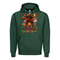 Sports Green santa's favorite cheerleader afro messy bun Zipper Hoodie - texasbilliewilder