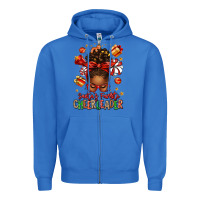 True Royal santa's favorite cheerleader afro messy bun Zipper Hoodie - texasbilliewilder