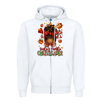 White santa's favorite cheerleader afro messy bun Zipper Hoodie - texasbilliewilder