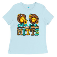 Baby Blue calm your mitts softball Ladies Tee - Jasminsmagicworld