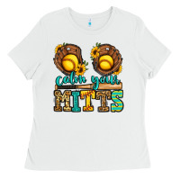 White calm your mitts softball Ladies Tee - Jasminsmagicworld
