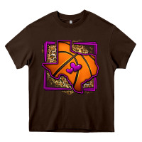 Chocolate Brown leopard basketball texas map Heavy Core Tee - Jasminsmagicworld