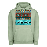 Pigment Oil Green native american aztec seamless pattern Urban Hoodie - BundleAndBundleShop
