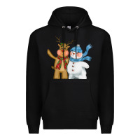 Black christmas reindeer snowman Premium Hoodie - CowGirlArtShop