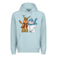 Blue Mist christmas reindeer snowman Premium Hoodie - CowGirlArtShop