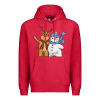Cardinal christmas reindeer snowman Premium Hoodie - CowGirlArtShop