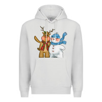 Dove Grey christmas reindeer snowman Premium Hoodie - CowGirlArtShop