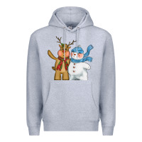Heather Grey christmas reindeer snowman Premium Hoodie - CowGirlArtShop
