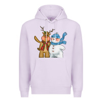 Lilac christmas reindeer snowman Premium Hoodie - CowGirlArtShop