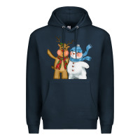 Navy christmas reindeer snowman Premium Hoodie - CowGirlArtShop