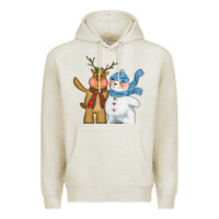 Oatmeal Heather christmas reindeer snowman Premium Hoodie - CowGirlArtShop
