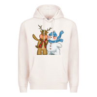 Pale Pink christmas reindeer snowman Premium Hoodie - CowGirlArtShop