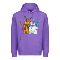 Purple christmas reindeer snowman Premium Hoodie - CowGirlArtShop