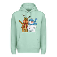 Seafoam christmas reindeer snowman Premium Hoodie - CowGirlArtShop