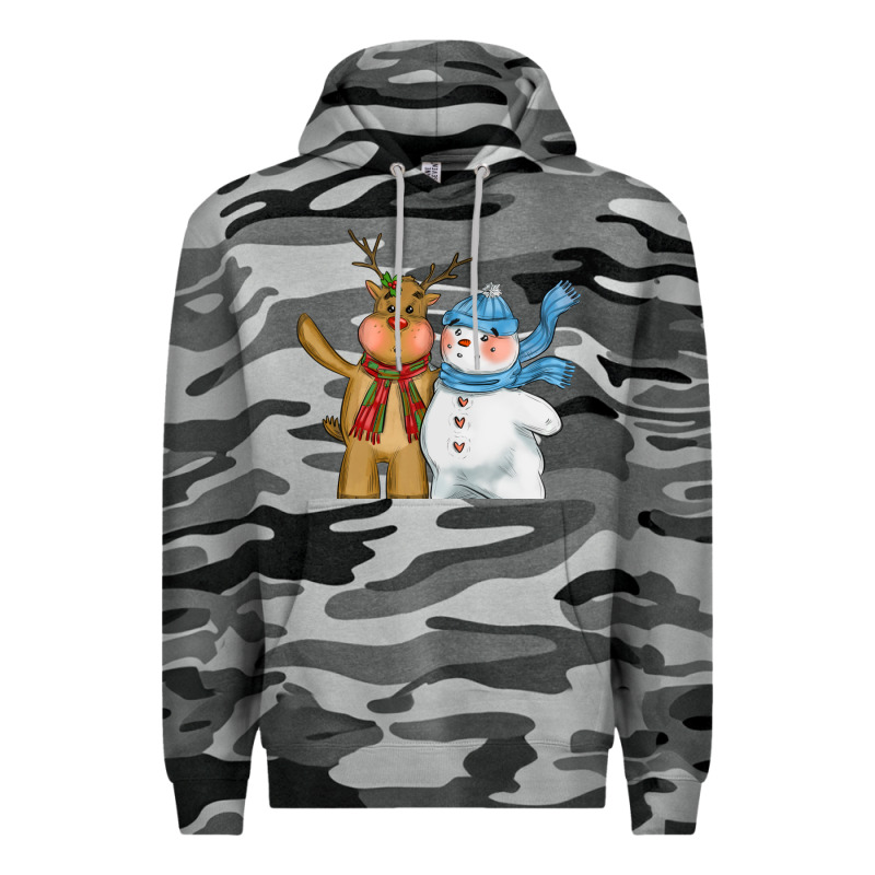 Christmas Reindeer Snowman Premium Hoodie by CowGirlArtShop | Teevron