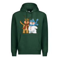 Sports Green christmas reindeer snowman Premium Hoodie - CowGirlArtShop