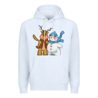 White christmas reindeer snowman Premium Hoodie - CowGirlArtShop