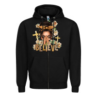 Black believe praying caucasian messy bun Zipper Hoodie - texasbilliewilder