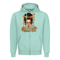 Seafoam believe praying caucasian messy bun Zipper Hoodie - texasbilliewilder