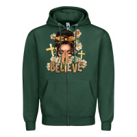 Sports Green believe praying caucasian messy bun Zipper Hoodie - texasbilliewilder