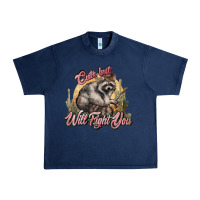Navy cute but will fight you racoon western Urban Heavy Tee - NancyCooperArtShop