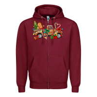 Burgundy gingerbread truck Zipper Hoodie - texasbilliewilder