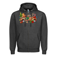 Charcoal Heather gingerbread truck Zipper Hoodie - texasbilliewilder