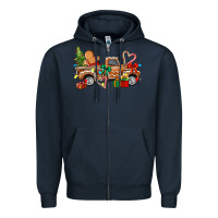 Navy gingerbread truck Zipper Hoodie - texasbilliewilder