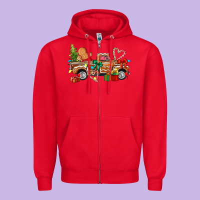 Gingerbread Truck Zipper Hoodie Designed By Texasbilliewilder