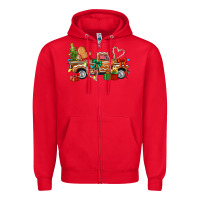 Red gingerbread truck Zipper Hoodie - texasbilliewilder
