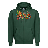 Sports Green gingerbread truck Zipper Hoodie - texasbilliewilder