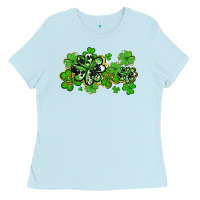 Baby Blue cowhide and leopard shamrocks Ladies Tee - AdoDesignShop