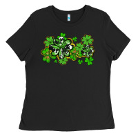 Black cowhide and leopard shamrocks Ladies Tee - AdoDesignShop
