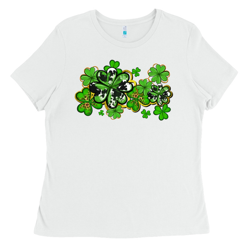 Cowhide And Leopard Shamrocks Ladies Tee by AdoDesignShop | Teevron